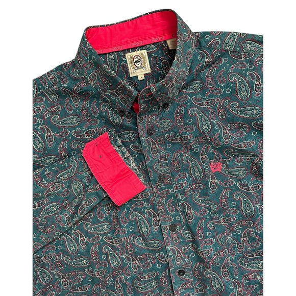 Cinch Other - Cinch‎ Cotton Paisley Western Casual Button-Down Multicolor Blue Pink Shirt Sz L